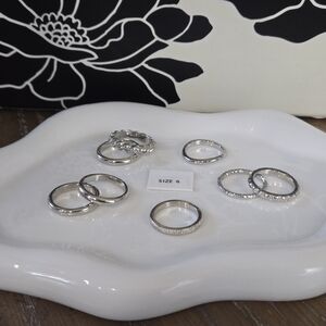 💍 Silver Tone Ring Set Size 7 - 8 Pieces | Valentine's Day Gifts For Her